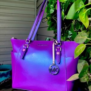 IRIDESCENT Fushia & Mirrored Mauve Leather Large Michael Kors Purse